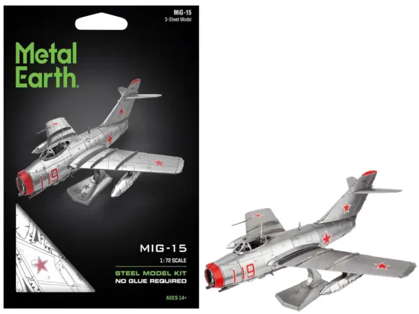 Model Kit Mikoyan-Gurevich MiG-15 Fighter Aircraft "Korean War" Soviet Air Force (Moderate Difficulty) Steel Model by Metal Earth #1
