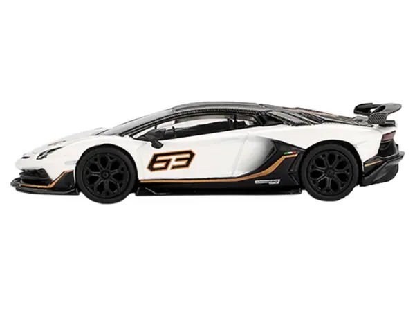 Lamborghini Aventador SVJ 63 Bianco Asopo White with Carbon Top Limited Edition 1/64 Diecast Model Car by Mini GT #2