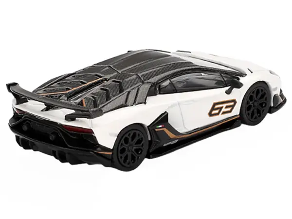 Lamborghini Aventador SVJ 63 Bianco Asopo White with Carbon Top Limited Edition 1/64 Diecast Model Car by Mini GT #3