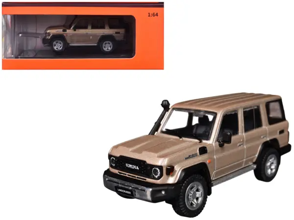 Toyota Land Cruiser (J76) Gold Metallic 1/64 Diecast Model Car by GCD #1