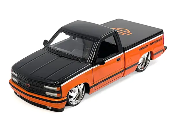 1993 Chevrolet 454 SS Pickup Truck "Harley Davidson" Black and Orange "H-D Custom" Series 1/24 Diecast Model Car by Maisto #2