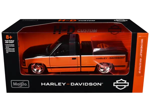 1993 Chevrolet 454 SS Pickup Truck "Harley Davidson" Black and Orange "H-D Custom" Series 1/24 Diecast Model Car by Maisto #3