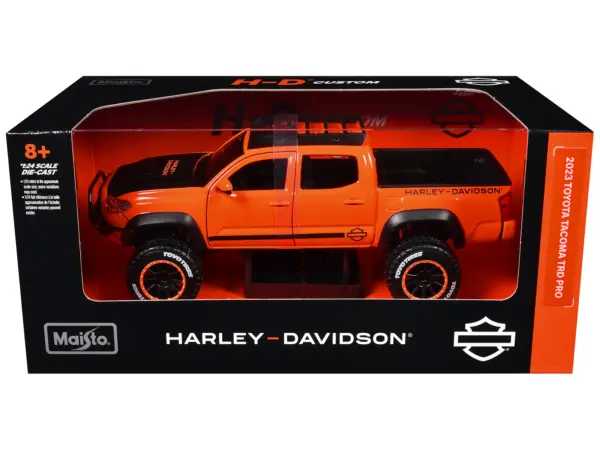 2023 Toyota Tacoma TRD Pro Pickup Truck "Harley Davidson" Orange and Black with Roof Rack "H-D Custom" Series 1/24 Diecast Model Car by Maisto #3