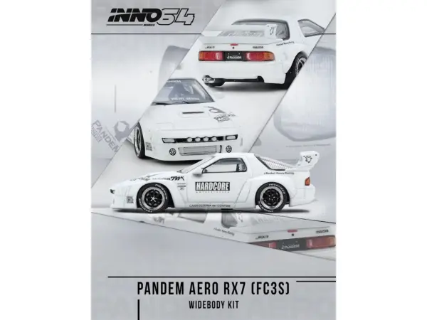 Mazda RX7 (FC3S) "Pandem Aero" Widebody Kit White with Graphics 1/64 Diecast Model Car by Inno Models #4