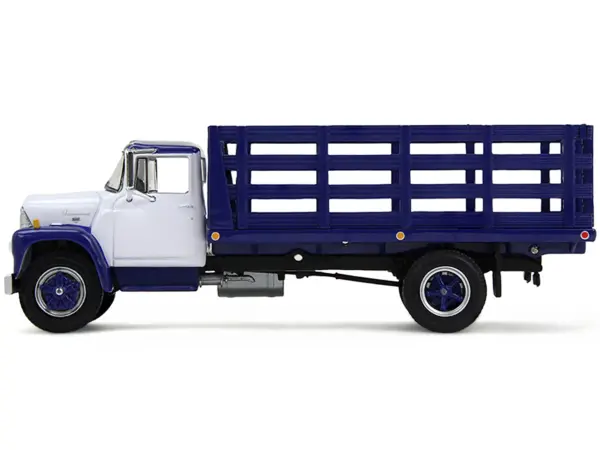 1970s International Loadstar Stake Truck White and Navy Blue 1/64 Diecast Model by DCP/First Gear #2