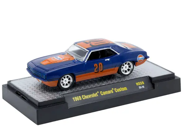 1969 Chevrolet Camaro Custom #20 "Gulf Oil" Dark Blue and Orange Limited Edition to 5500 pieces Worldwide 1/64 Diecast Model Car by M2 Machines #2