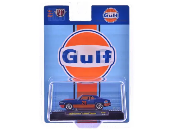1969 Chevrolet Camaro Custom #20 "Gulf Oil" Dark Blue and Orange Limited Edition to 5500 pieces Worldwide 1/64 Diecast Model Car by M2 Machines #3