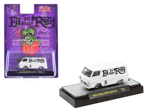 1964 Dodge A100 Panel Van "Ed 'Big Daddy' Roth - Rat Fink" White Limited Edition to 4950 pieces Worldwide 1/64 Diecast Model Car by M2 Machines #1