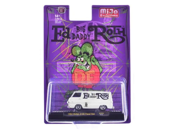 1964 Dodge A100 Panel Van "Ed 'Big Daddy' Roth - Rat Fink" White Limited Edition to 4950 pieces Worldwide 1/64 Diecast Model Car by M2 Machines #3