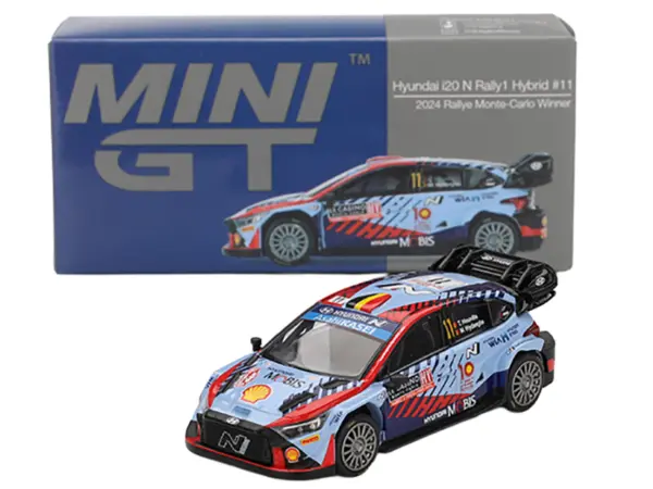 Hyundai i20 N Rally1 Hybrid #11 Thierry Neuville - Martijn Wydaeghe Winner "Rallye Monte-Carlo" (2024) Limited Edition 1/64 Diecast Model Car by Mini GT #4