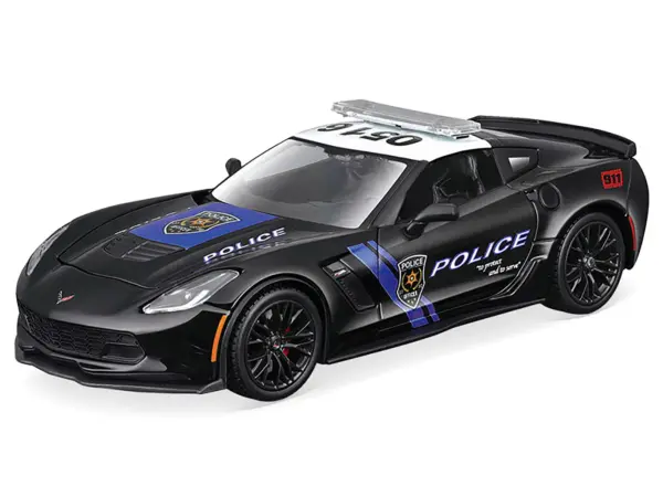 2015 Chevrolet Corvette Z06 "Police" Black with Blue Stripes and White Top "Maisto Design Authority" Series 1/24 Diecast Model Car by Maisto #2