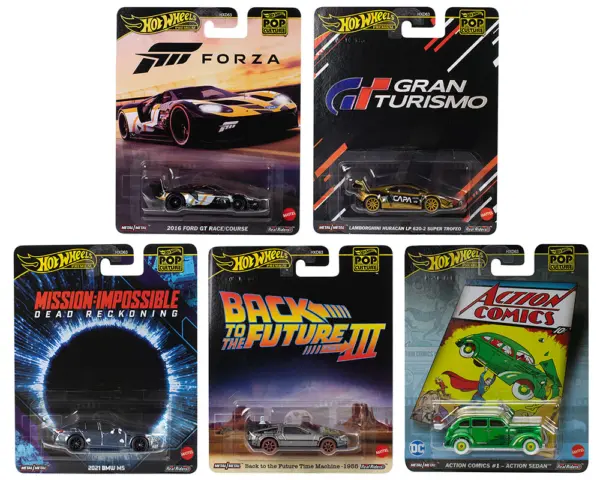 "Pop Culture 2025" 5 piece Set L "Premium Series" Diecast Model Cars by Hot Wheels #1