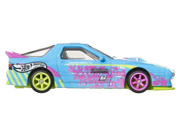 Mazda RX7 FC PANDEM Blue with Graphics "Silhouettes" Series Diecast Model Car by Hot Wheels #2