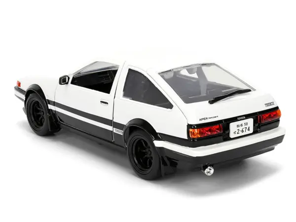 Toyota Trueno (AE86) RHD (Right Hand Drive) White and Black with Graphics and Takumi Diecast Figure "Initial D" (1998-2021) TV Series "Anime Hollywood Rides" Series 1/24 Diecast Model by Jada #5