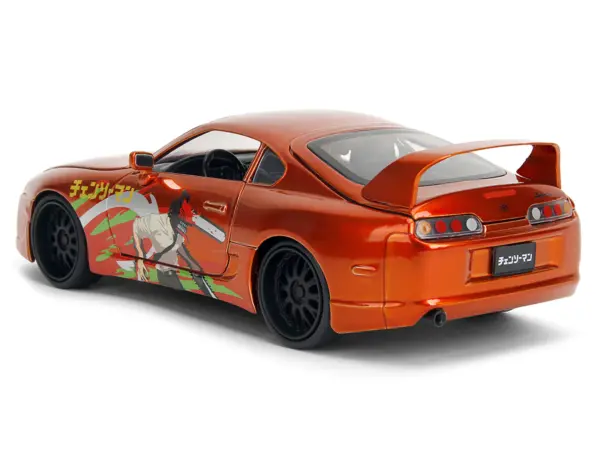 1995 Toyota Supra Orange Metallic with Graphics and Chainsaw Man Diecast Figure "Chainsaw Man" (2022) TV Series "Anime Hollywood Rides" Series 1/24 Diecast Model by Jada #3
