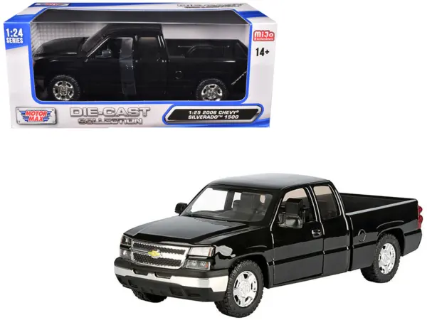 2006 Chevrolet Silverado 1500 Pickup Truck Black "Die-Cast Collection" Series 1/25 Diecast Model Car by Motormax #1