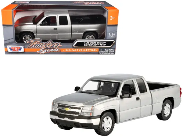 2006 Chevrolet Silverado 1500 Pickup Truck Gray Metallic "Timeless Legends" Series 1/25 Diecast Model Car by Motormax #1