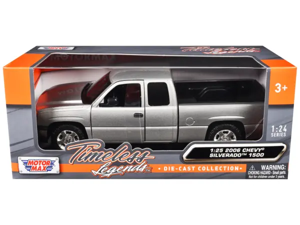 2006 Chevrolet Silverado 1500 Pickup Truck Gray Metallic "Timeless Legends" Series 1/25 Diecast Model Car by Motormax #3