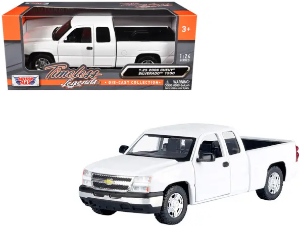 2006 Chevrolet Silverado 1500 Pickup Truck White "Timeless Legends" Series 1/25 Diecast Model Car by Motormax #1