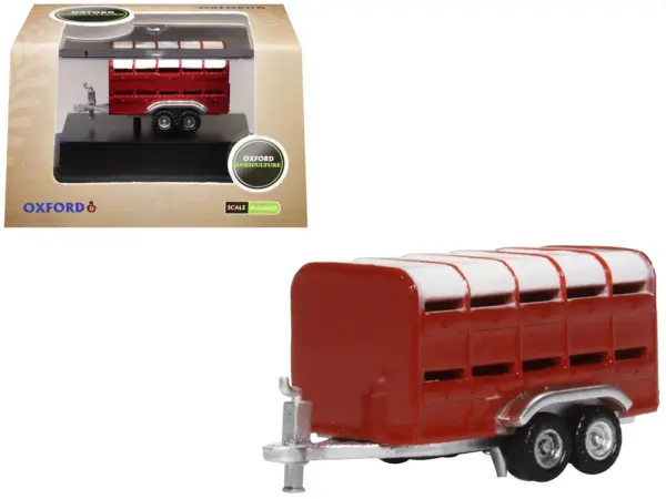 Livestock Trailer Red 1/148 (N) Scale Diecast Model Car by Oxford Diecast #1