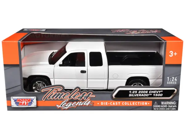 2006 Chevrolet Silverado 1500 Pickup Truck White "Timeless Legends" Series 1/25 Diecast Model Car by Motormax #3