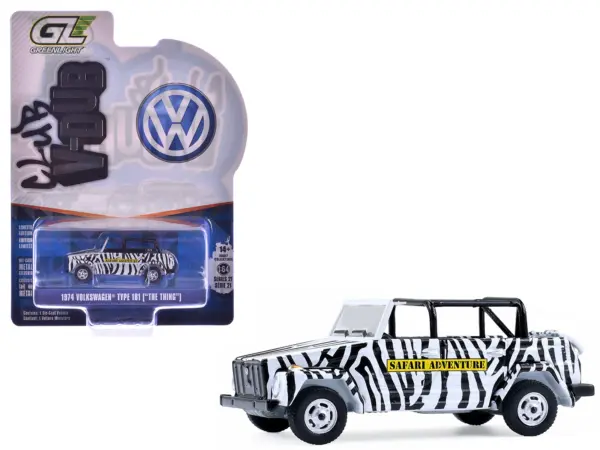 1974 Volkswagen Thing (Type 181) "Safari Adventure" Black and White Zebra Stripes "Club Vee-Dub" Series 21 1/64 Diecast Model Car by Greenlight #1