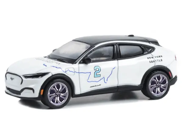 2021 Ford Mustang Mach-E #2 "New York to Seattle Transcontinental Tour" White with Black Top "Hobby Exclusive" Series 1/64 Diecast Model Car by Greenlight #2