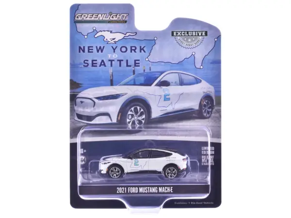 2021 Ford Mustang Mach-E #2 "New York to Seattle Transcontinental Tour" White with Black Top "Hobby Exclusive" Series 1/64 Diecast Model Car by Greenlight #3