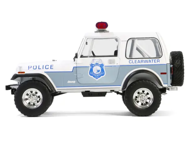 1982 Jeep CJ-7 "Clearwater Florida Police Department" White and Light Blue "Artisan Collection" Series 1/18 Diecast Model Car by Greenlight #4