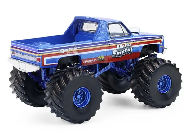 1982 GMC Sierra 2500 Monster Truck "Moonshiner!" Blue Metallic with Stripes "Kings of Crunch" Series 16 1/64 Diecast Model Car by Greenlight #3