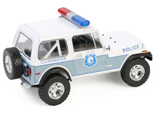 1982 Jeep CJ-7 "Clearwater Florida Police Department" White and Light Blue "Artisan Collection" Series 1/18 Diecast Model Car by Greenlight #5