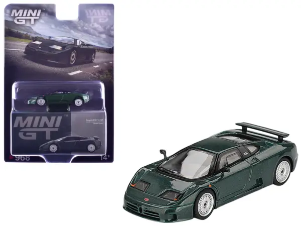 Bugatti EB110 GT Verde Scuro Dark Green Metallic Limited Edition 1/64 Diecast Model Car by Mini GT #1