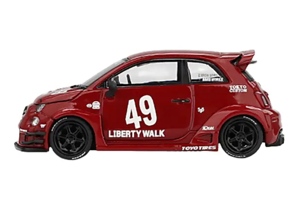 ABARTH 595 #49 "LB-Works x Abas Works" Red Limited Edition 1/64 Diecast Model Car by Mini GT #2