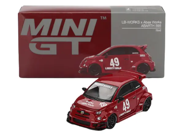 ABARTH 595 #49 "LB-Works x Abas Works" Red Limited Edition 1/64 Diecast Model Car by Mini GT #4