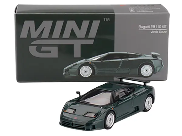 Bugatti EB110 GT Verde Scuro Dark Green Metallic Limited Edition 1/64 Diecast Model Car by Mini GT #4