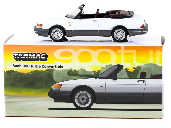 Saab 900 Turbo Convertible White and Gray "Global64" Series 1/64 Diecast Model by Tarmac Works #3