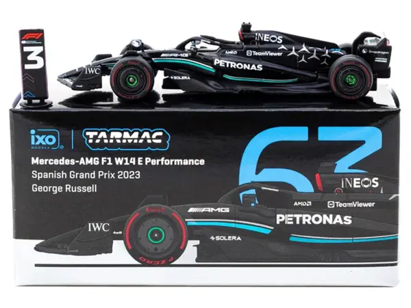 Mercedes-AMG F1 W14 E Performance #63 George Russell 3rd Place Formula One F1 "Spanish GP" (2023) "Global64" Series 1/64 Diecast Model Car by Tarmac Works #3