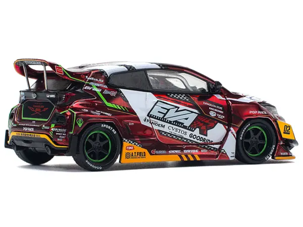 Toyota Goodride GR Yaris RHD (Right Hand Drive) "EVA RT Production Model-02" Red Metallic with Graphics 1/64 Diecast Model Car by Pop Race #3