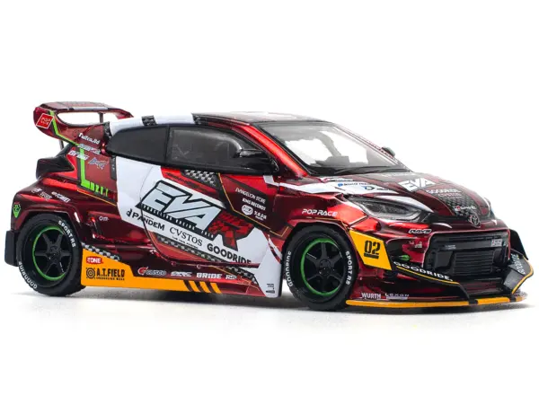 Toyota Goodride GR Yaris RHD (Right Hand Drive) "EVA RT Production Model-02" Red Metallic with Graphics 1/64 Diecast Model Car by Pop Race #4