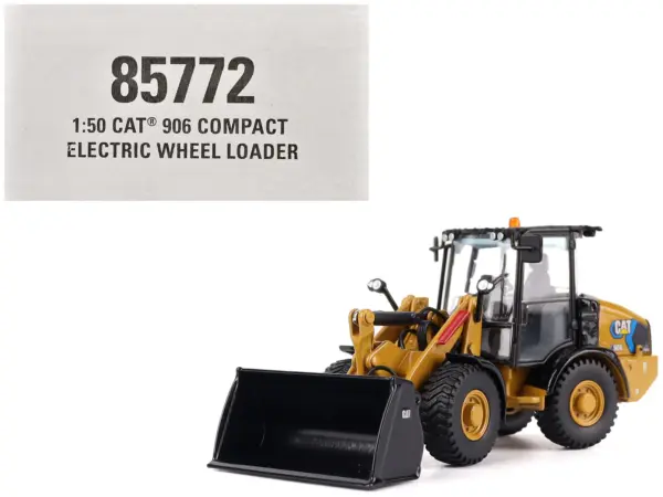 CAT Caterpillar 906 Electric Compact Wheel Loader Yellow with Operator "High Line Series" 1/50 Diecast Model by Diecast Masters #1