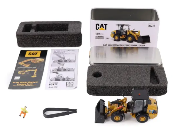 CAT Caterpillar 906 Electric Compact Wheel Loader Yellow with Operator "High Line Series" 1/50 Diecast Model by Diecast Masters #5