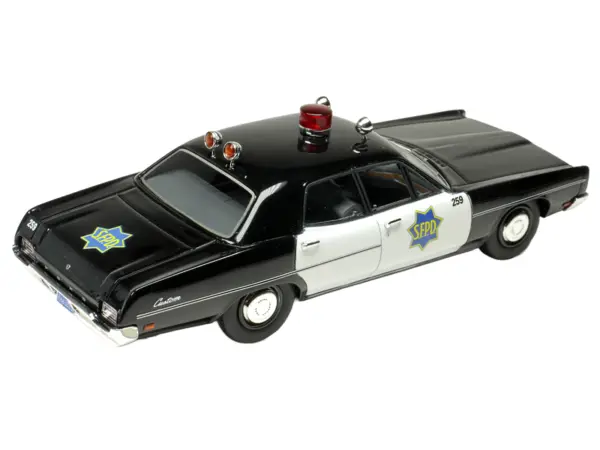 1970 Ford Custom Police Car "San Francisco Police Department" Black and White Limited Edition to 200 pieces Worldwide 1/43 Model Car by Goldvarg Collection #4