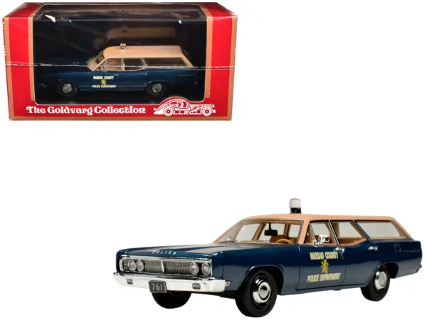 1970 Ford Country Squire Wagon Police Car "Nassau County Police Department" Blue and Tan Limited Edition to 200 pieces Worldwide 1/43 Model Car by Goldvarg Collection #1