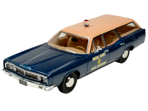 1970 Ford Country Squire Wagon Police Car "Nassau County Police Department" Blue and Tan Limited Edition to 200 pieces Worldwide 1/43 Model Car by Goldvarg Collection #3
