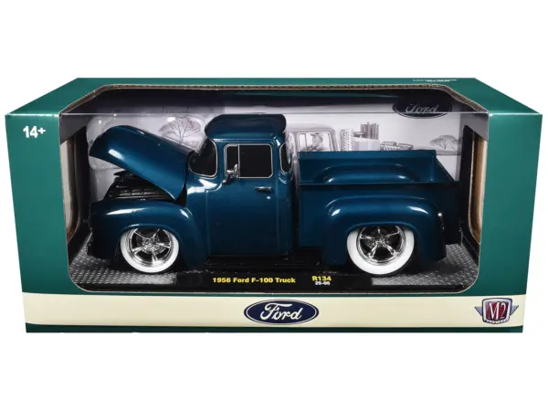1956 Ford F-100 Pickup Truck Blue Metallic Limited Edition to 6650 pieces Worldwide 1/24 Diecast Model Car by M2 Machines #3
