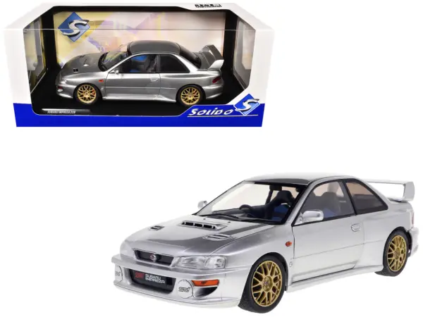 1998 Subaru Impreza 22B RHD (Right Hand Drive) Silver Metallic with Gold Wheels 1/18 Diecast Model Car by Solido #1