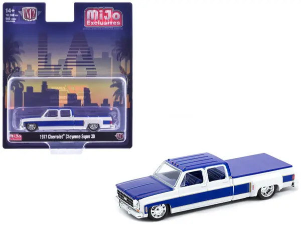 1977 Chevrolet Cheyenne Super 30 Pickup Truck White and Blue "LA" Limited Edition to 10560 pieces Worldwide 1/64 Diecast Model Car by M2 Machines #1