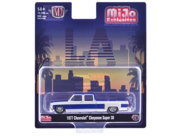 1977 Chevrolet Cheyenne Super 30 Pickup Truck White and Blue "LA" Limited Edition to 10560 pieces Worldwide 1/64 Diecast Model Car by M2 Machines #3