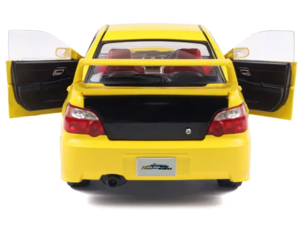 2003 Subaru Impreza WRX STI RHD (Right Hand Drive) Yellow with Carbon Hood 1/18 Diecast Model Car by Solido #5