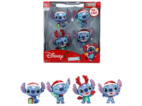 Set of 4 Diecast Figures "Disney's Stitch Christmas Edition" "Metalfigs" Series by Jada #1